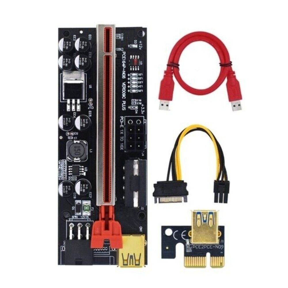 Riser PCI E 16x PCIE 009S Plus VER009C 6 LED lights Video Card Extension Mining